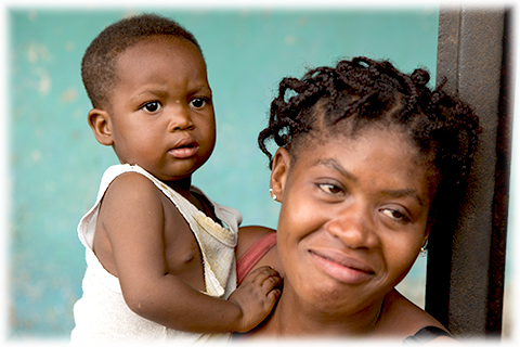 child and mother in Rotifunk, Sierra Leone